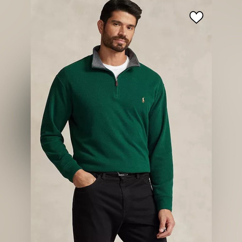 POLO RALPH LAUREN Estate Rib Pullover Quater Zip Mens Pony Pullover Sweater